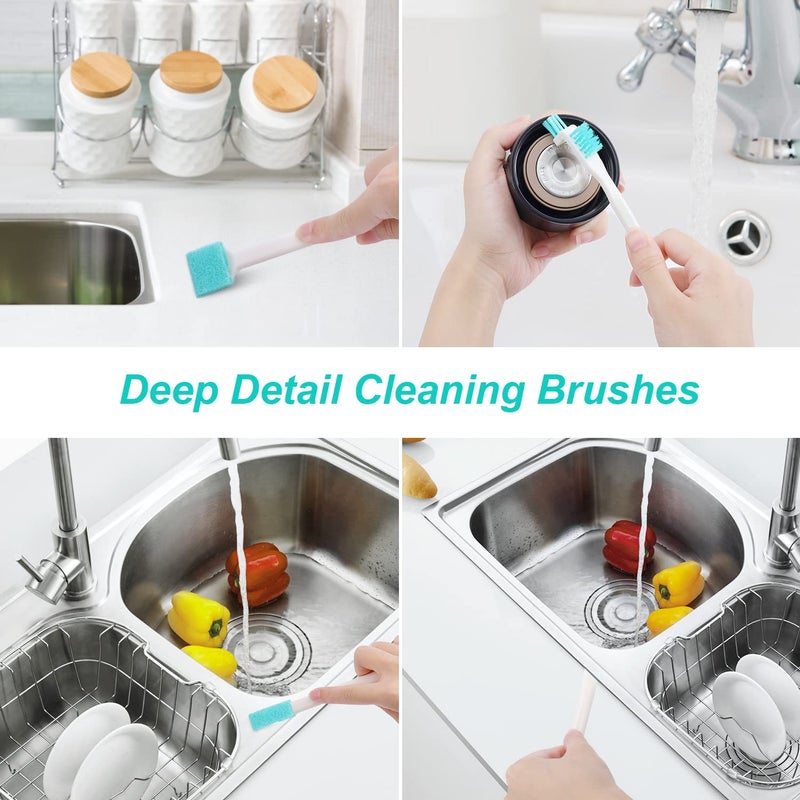 Savita 16Pcs Small Household Cleaning Brushes, Tiny Cleaning Brush Set Micro Scrubber 8 in 1 Detail Sponge Cleaning Brush Small Holes Corner Space Keyboard Bottle Tile - Image 5