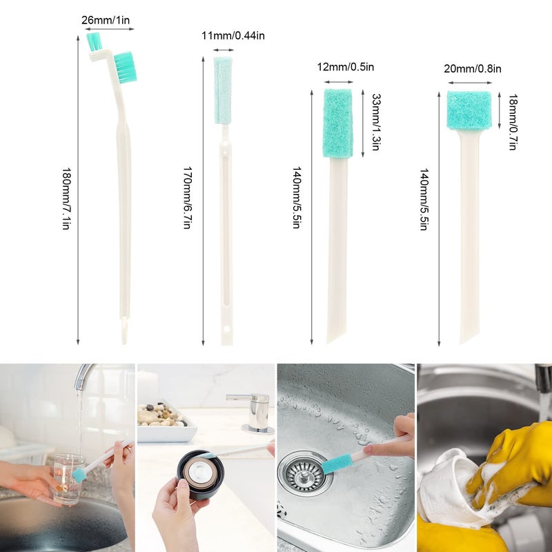 Savita 16Pcs Small Household Cleaning Brushes, Tiny Cleaning Brush Set Micro Scrubber 8 in 1 Detail Sponge Cleaning Brush Small Holes Corner Space Keyboard Bottle Tile - Image 2
