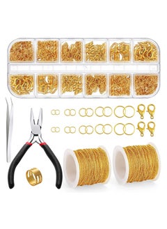 SYOSI 65 Feet Jewelry Making Chains, 2 mm Jewelry Necklace Chain Roll with Jump Rings, Lobster Clasps, Pliers and Tweezers, Accessories for DIY, Bracelets, Anklet (Gold)  - Image 1