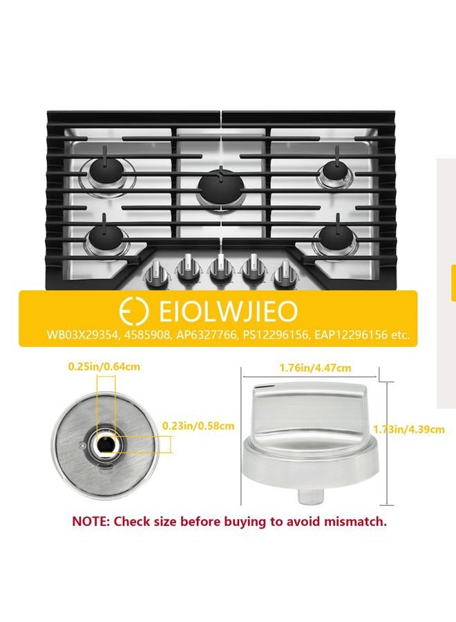 EIOLWJIEO WB03X29354 لمقابض موقد الغاز من GE، استبدال مقبض سطح الموقد لرقم القطعة WB03X29354 AP6327766 4585908، مقبض بديل لموقد حارق GE PGP9030SL1SS PGP7030SL1SS PGP7030DL1BB، 5 عبوة - Image 2