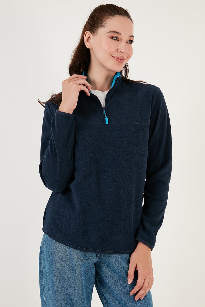 Lela Slim Fit Soft Textured Anti-Pilling Non-Pilling Half Zipper Polar Women's POLAR 5907000 - Image 1