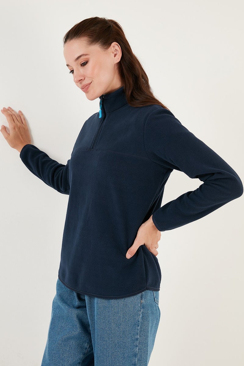 Lela Slim Fit Soft Textured Anti-Pilling Non-Pilling Half Zipper Polar Women's POLAR 5907000 - Image 2