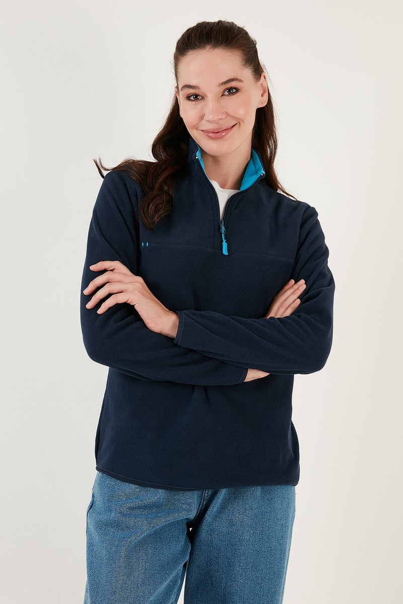 Lela Slim Fit Soft Textured Anti-Pilling Non-Pilling Half Zipper Polar Women's POLAR 5907000 - Image 3