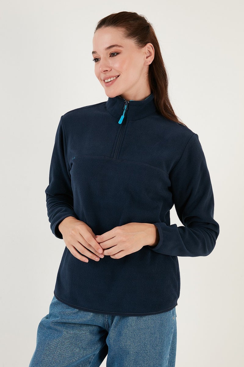 Lela Slim Fit Soft Textured Anti-Pilling Non-Pilling Half Zipper Polar Women's POLAR 5907000 - Image 4