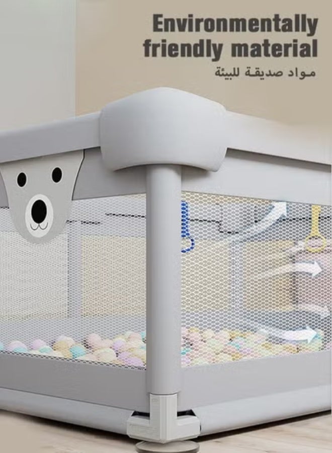 هوكور سياج حوض لعب الأطفال مع حصيرة للعب ، ملعب قوي للأطفال الصغار ، مركز نشاط للأطفال داخل وخارج المنزل مع 50 كرة محيطية و 3 لعبات ، 180 * 200 سم. - Image 3