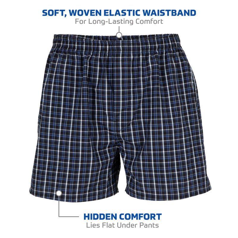 Gildan بوكسرات داخلية للرجال من جيلدان، عبوة متعددة، مخطط أسود متنوع (5 قطع)، كبير - Image 2