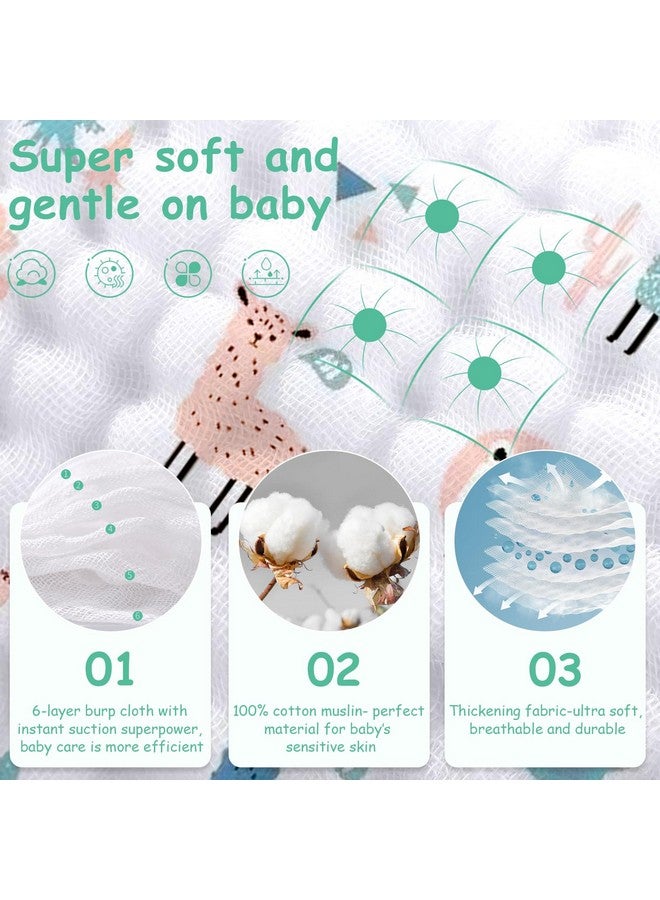 لوكسي مناديل التجشؤ من Looxii مصنوعة من قماش موسلين قطني بنسبة 100%، مقاس كبير 20 × 10 بوصة، ناعمة للغاية وعالية الامتصاص، عبوة من 6 قطع من قماش التجشؤ للأطفال للأولاد والبنات (ألبيكا) - Image 2