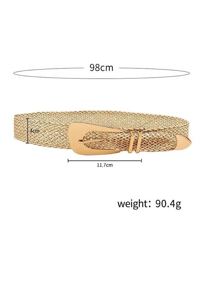 Women Wide Braided Belt Straw Woven Belt Irregular Metal Buckle Adjustable Boho Waist Belt Summer Beach Dress Belt - Image 5