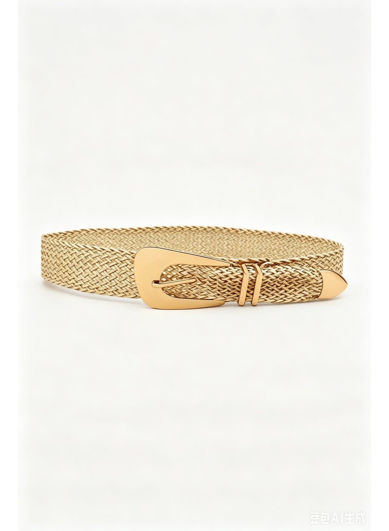 Women Wide Braided Belt Straw Woven Belt Irregular Metal Buckle Adjustable Boho Waist Belt Summer Beach Dress Belt - Image 4