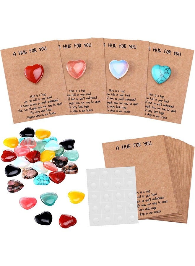 meayul Greeting Card, 8 Sets Pocket Hug Token Bulk Hug Cards with Heart Shape Natural Stones and Sticker,Hug Bulk Gifts Greeting Cards for Women,Exchange Cards Relationship Gift for Family Colleague Social Present - Image 1