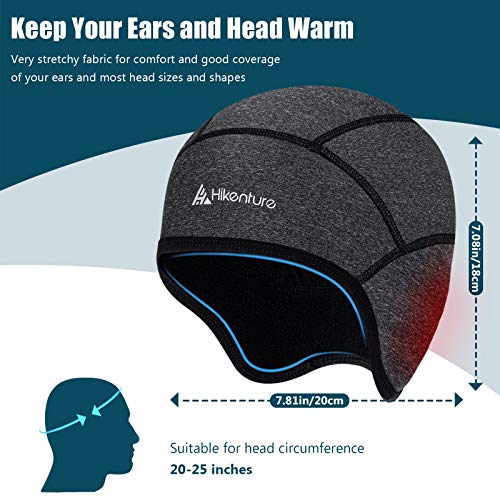 Hikenture Winter Skull Cap Helmet Liner, Thermal Cycling Cap Ski Hat for Men and Women, Cold Weather Running Beanie Fleece Bike Hat,Grey - Image 2