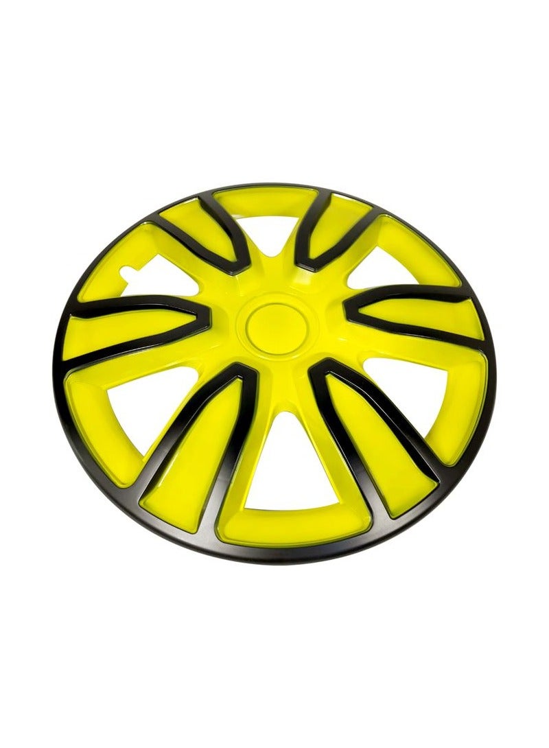 Pistol Wheel Cover Kit, 14 Inch Hubcaps Set of 4PC Automotive Hub Wheel Cap with Universal Snap-On Retention Rings - Pistol Yellow&Black - WJ5087 BY-14'' - Image 4