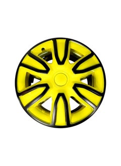 Pistol Wheel Cover Kit, 14 Inch Hubcaps Set of 4PC Automotive Hub Wheel Cap with Universal Snap-On Retention Rings - Pistol Yellow&Black - WJ5087 BY-14''  - Image 2