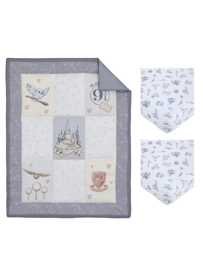 NoJo Warner Brothers Harry Potter Magical Moments Grey and White Hogwarts 3 Piece Nursery Mini Crib Bedding Set - Comforter and Two Fitted Mini Crib Sheets - Image 4