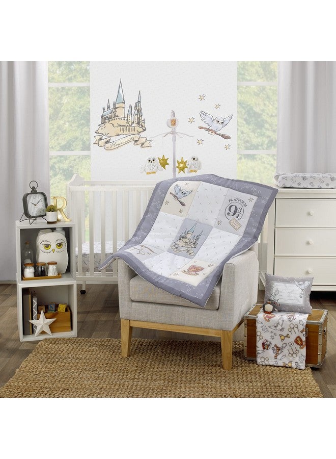 NoJo Warner Brothers Harry Potter Magical Moments Grey and White Hogwarts 3 Piece Nursery Mini Crib Bedding Set - Comforter and Two Fitted Mini Crib Sheets - Image 5