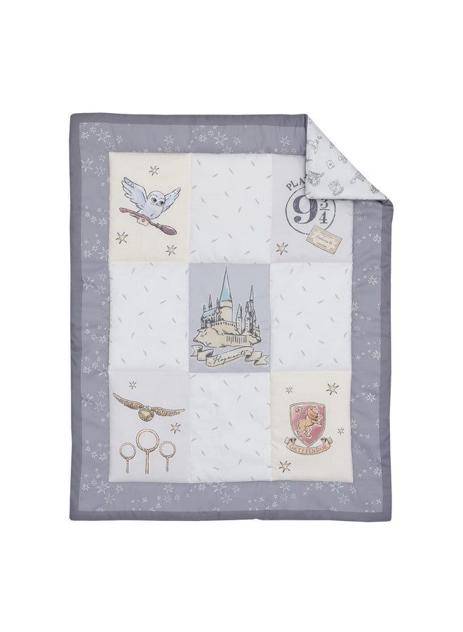 NoJo Warner Brothers Harry Potter Magical Moments Grey and White Hogwarts 3 Piece Nursery Mini Crib Bedding Set - Comforter and Two Fitted Mini Crib Sheets - Image 2