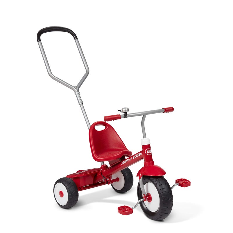 Radio Flyer راديو فلاير ديلوكس ستير & ستول دراجة ثلاثية للأطفال، دراجة للأطفال من عمر 2-5 سنوات، حمراء - Image 1