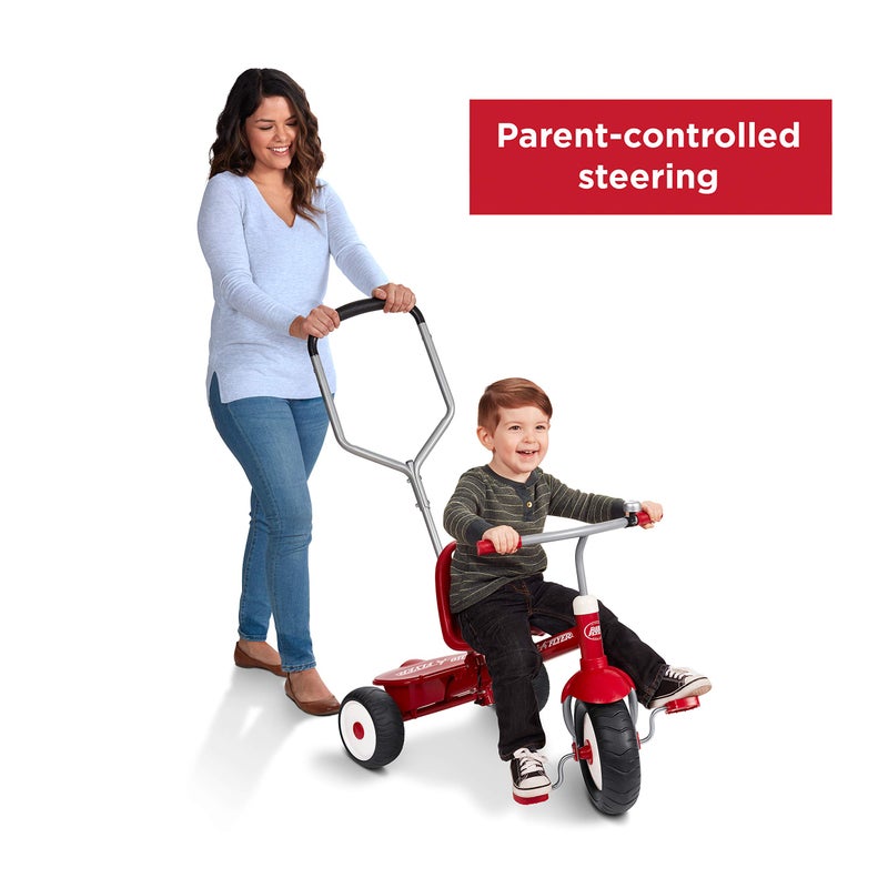 Radio Flyer راديو فلاير ديلوكس ستير & ستول دراجة ثلاثية للأطفال، دراجة للأطفال من عمر 2-5 سنوات، حمراء - Image 2