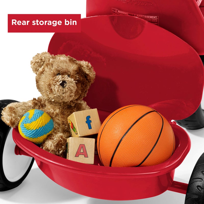 Radio Flyer راديو فلاير ديلوكس ستير & ستول دراجة ثلاثية للأطفال، دراجة للأطفال من عمر 2-5 سنوات، حمراء - Image 4