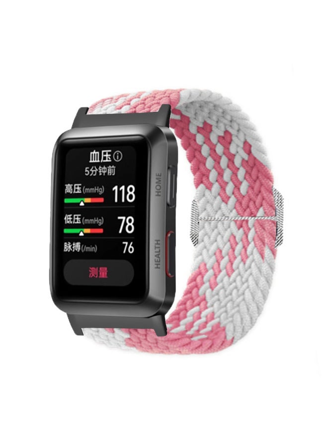 Lumoss Nylon Woven Bracelet For HuaweiWATCH D Smart Band Elastic Knitted Sporty Casual Wristband Universal Fit 20g-Color:Pink White
