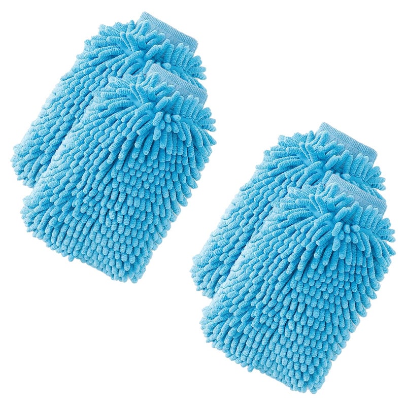 Kuber Industries Kuber Industries Gloves | Microfiber Cleaning Gloves | Chenille Mitts for Kitchen | Hand Duster for Kitchen | Hand Gloves for Car | Double Sided Gloves | SHXNEFSST2 | Pack of 4 | Blue - Image 1