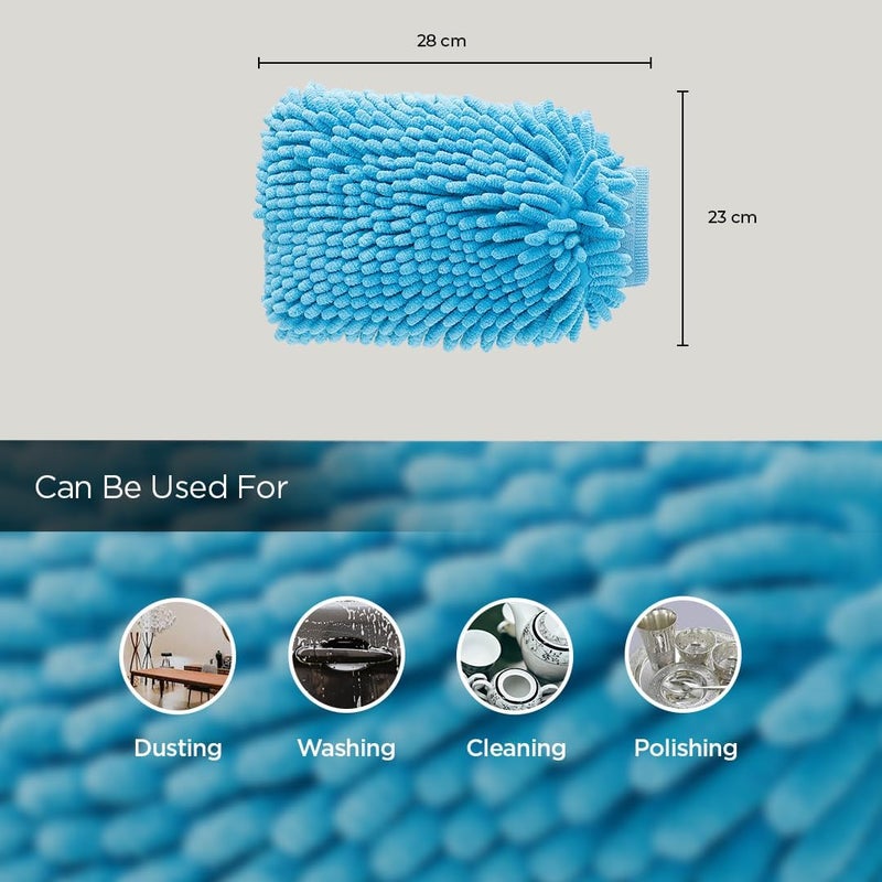 Kuber Industries Kuber Industries Gloves | Microfiber Cleaning Gloves | Chenille Mitts for Kitchen | Hand Duster for Kitchen | Hand Gloves for Car | Double Sided Gloves | SHXNEFSST2 | Pack of 4 | Blue - Image 4