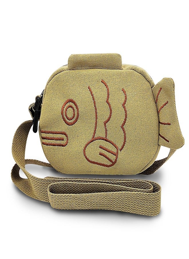 WisePoint Mini Crossbody Bag, Canvas Small Crossbody Bag for Women, Fish-shaped Small Crossbody Bags Cute Mini Crossbody Bags (brown) - Image 1