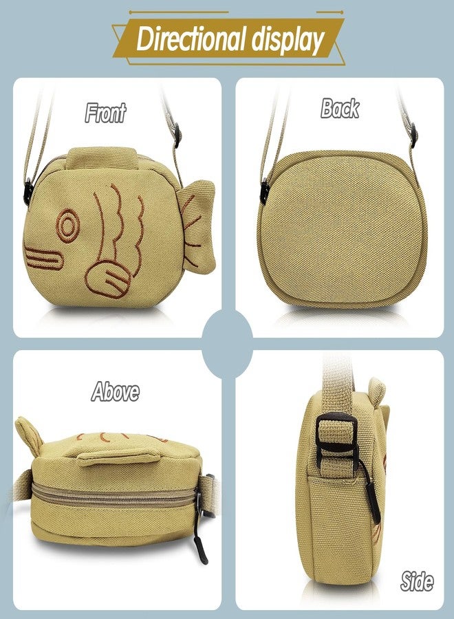 WisePoint Mini Crossbody Bag, Canvas Small Crossbody Bag for Women, Fish-shaped Small Crossbody Bags Cute Mini Crossbody Bags (brown) - Image 5