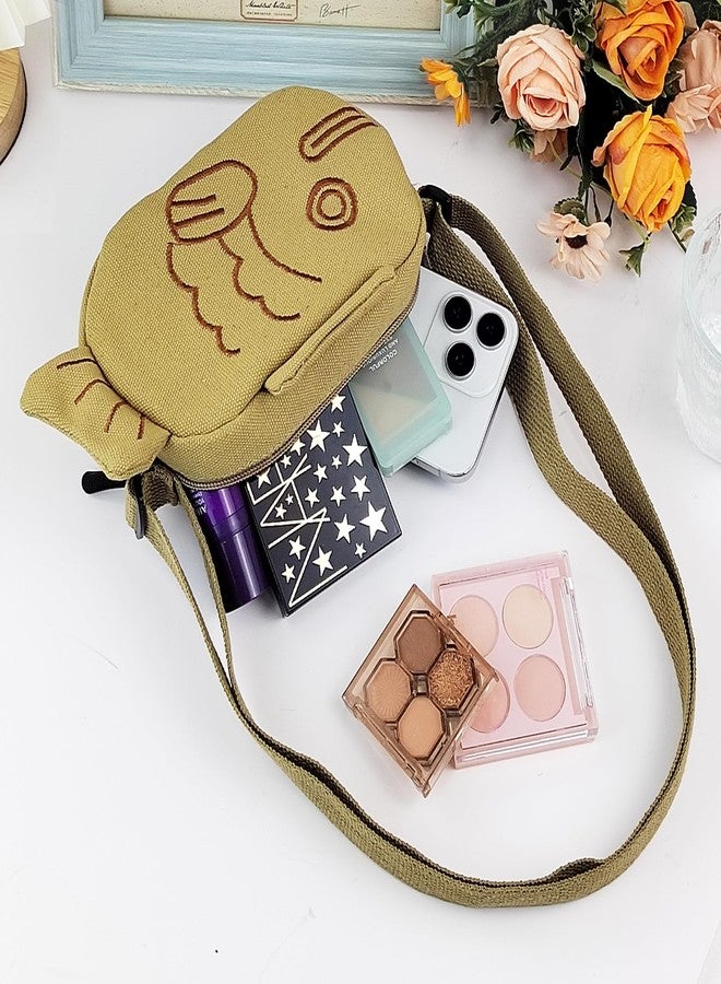 WisePoint Mini Crossbody Bag, Canvas Small Crossbody Bag for Women, Fish-shaped Small Crossbody Bags Cute Mini Crossbody Bags (brown) - Image 4