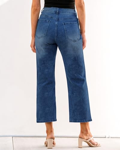GRAPENT Women's High Waisted Jeans - Trendy Stretch Pants, Classic Blue, Size L (12/14) - Image 2