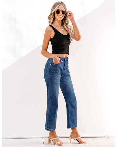 GRAPENT Women's High Waisted Jeans - Trendy Stretch Pants, Classic Blue, Size L (12/14) - Image 4