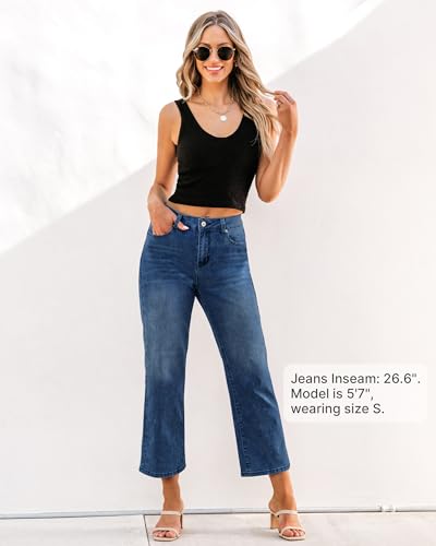GRAPENT Women's High Waisted Jeans - Trendy Stretch Pants, Classic Blue, Size L (12/14) - Image 3