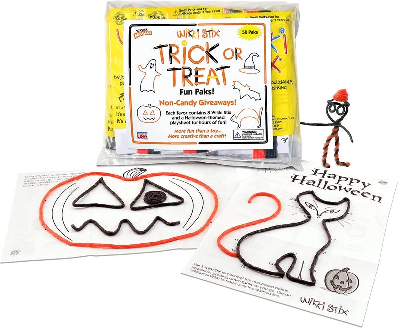 WikkiStix Wikki Stix Trick or Treat Fun Paks are The Perfect NonCandy Halloween Treat Pak of 50 Made in The USA - Image 1