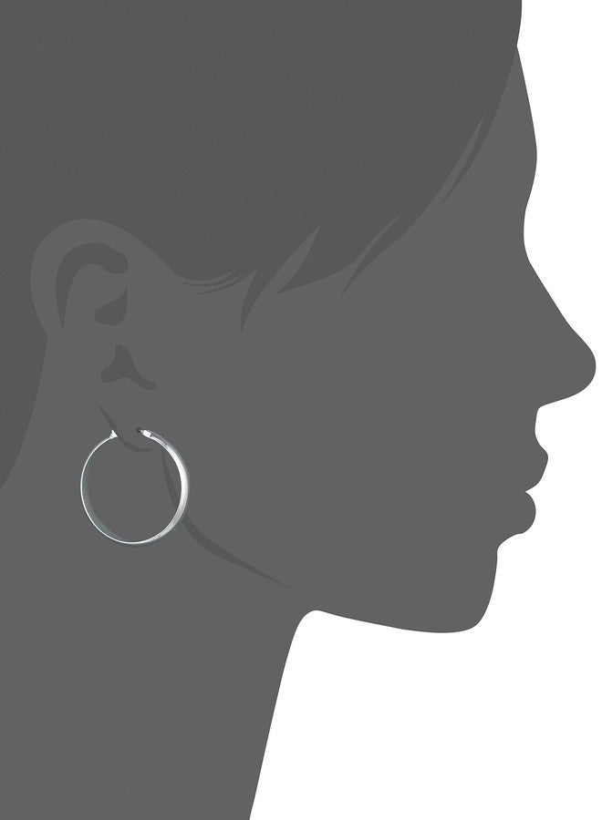 Napier Silvertone Wide Band Clicktop Hoop Earrings - Image 2