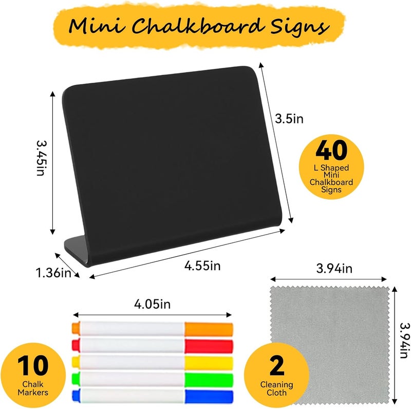 Pintuson 40 Pack Food Labels for Party Buffet - 4"x3" Mini Chalkboard Signs - Food Signs for Buffet - Catering Supplies Buffet Display for Food Display, Pastry Tags, Price Tags, Name Tags - Image 2