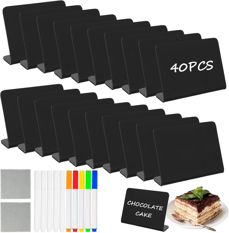 Pintuson 40 Pack Food Labels for Party Buffet - 4"x3" Mini Chalkboard Signs - Food Signs for Buffet - Catering Supplies Buffet Display for Food Display, Pastry Tags, Price Tags, Name Tags - Image 1