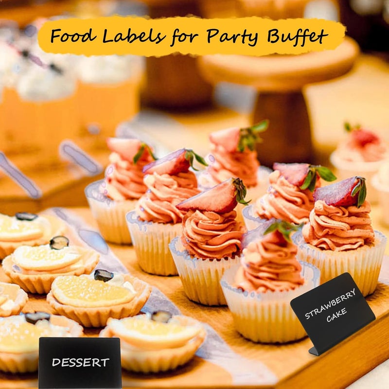 Pintuson 40 Pack Food Labels for Party Buffet - 4"x3" Mini Chalkboard Signs - Food Signs for Buffet - Catering Supplies Buffet Display for Food Display, Pastry Tags, Price Tags, Name Tags - Image 4