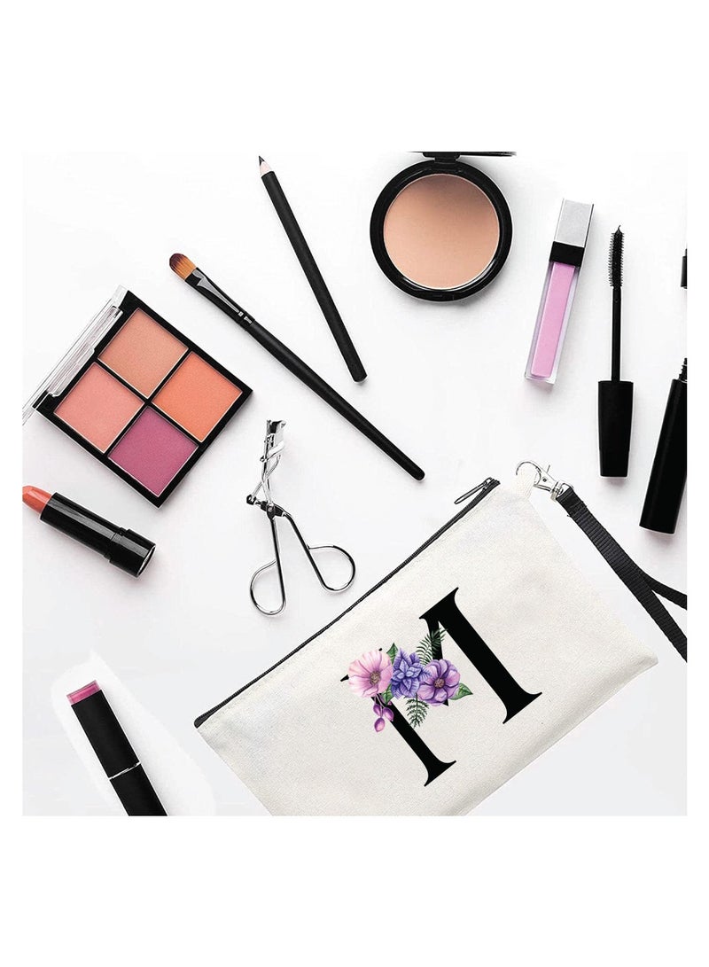 PRINTSHOP4ME Initial Monogram Travel Makeup Bag for Women Unique Birthday Gifts for Mother - Bride Bridesmaid Cosmetic bag - Initial Canvas Makeup Bag Gifts with Zipper (M) - Image 2