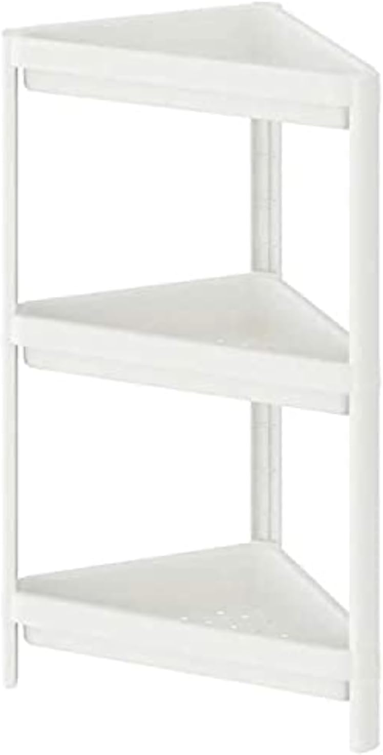 corner shelf bathroom storage organizer (33x33x71cm) (white)