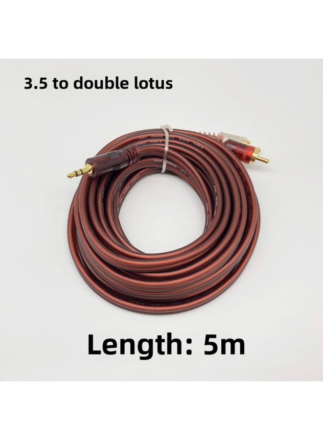كابل صوت مزدوج المنفذ 3.5 مم إلى RCA مزدوج للهاتف المحمول ومكبر الصوت ومضخم الصوت ووصلة مضخم الصوت عالية الجودة خالية من الأكسجين النحاس اللون: برتقالي طول الخط: 5 متر - Image 1