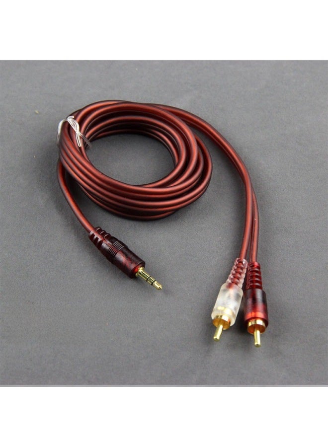 كابل صوت مزدوج المنفذ 3.5 مم إلى RCA مزدوج للهاتف المحمول ومكبر الصوت ومضخم الصوت ووصلة مضخم الصوت عالية الجودة خالية من الأكسجين النحاس اللون: برتقالي طول الخط: 5 متر - Image 4