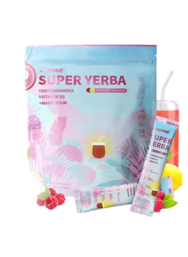 zooone Super Yerba Gut Health Cleansing Energy Tea. Experience the magic of yerba mate with a deliciously refreshing taste. Revitalize and nourish your gut with every sip. Cleansing energy, great taste, and nourishment in every cup.  - Image 1
