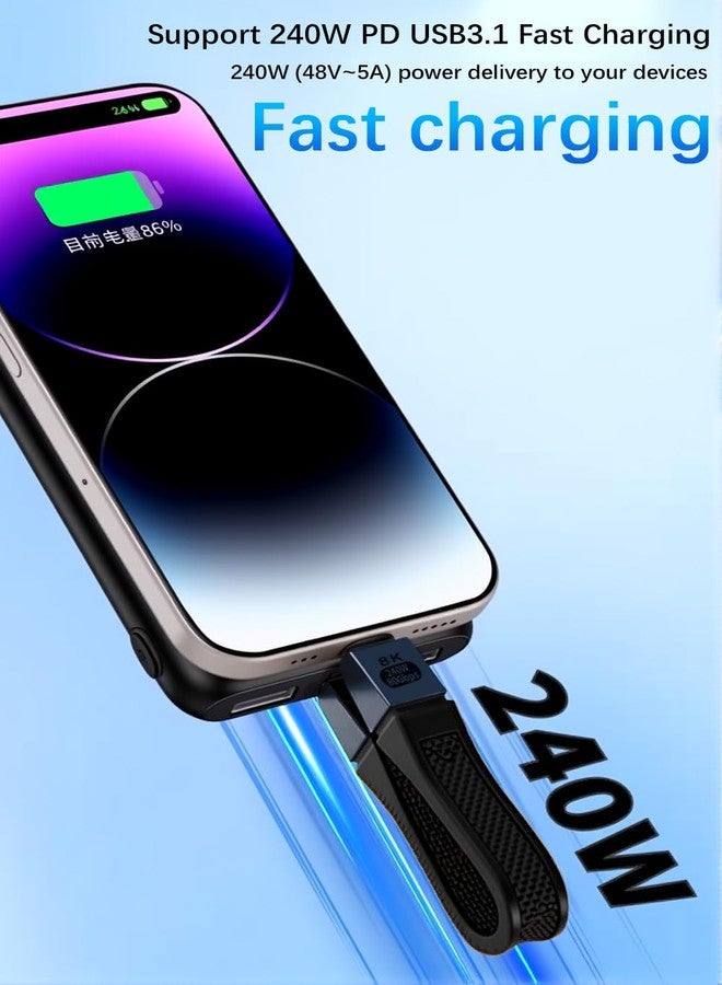 Duttek كابل USB C قصير من دوتيك بسرعة 80 جيجابت في الثانية بطول 5 بوصات [240 واط PD، فيديو 16K/8K@60Hz، تعزيز عرض النطاق الترددي 120 جيجابت في الثانية] كابل Thunderbolt 4 متوافق مع iPhone 16، MacBook، Thunderbolt 5، SSD، MacBook، USB 4 رمادي - Image 3