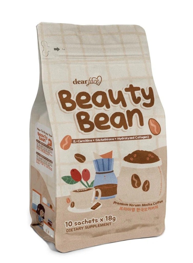 Dear Face Beauty Bean – Premium Sugar-Free Slimming Coffee with Collagen, Glutathione, Garcinia, Probiotics & L-Carnitine – 10 Sachets - Image 1