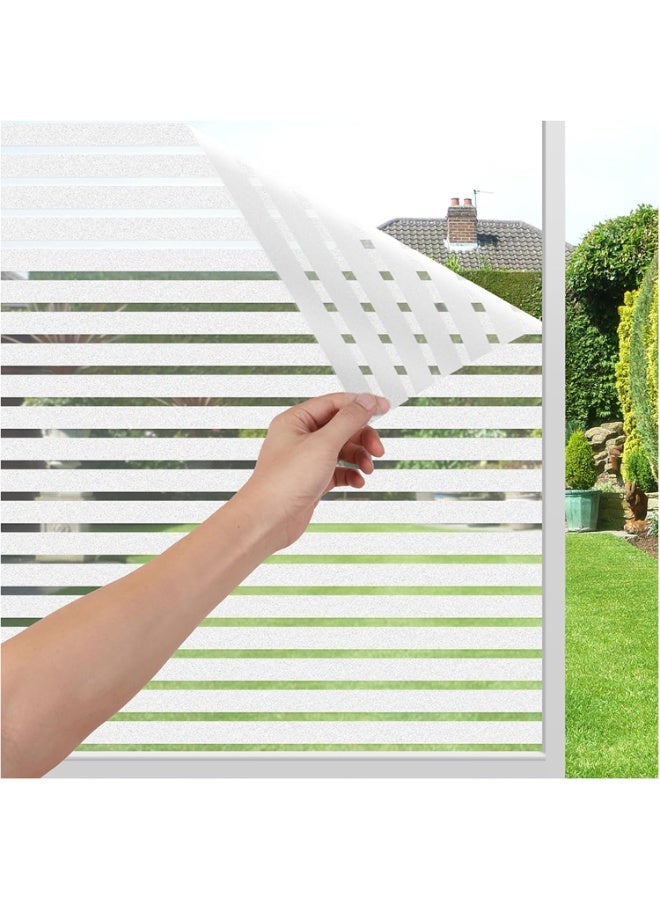 YelaJoy Privacy Window Film Self-Adhesive No-Glue Static Cling Stripe Pattern Frosted Window Film Decorative Privacy Glass Film for Office Home All Smooth Glass Surface (17.5 x 78.7 Inch,Stripe) - Image 1