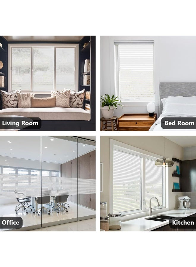 YelaJoy Privacy Window Film Self-Adhesive No-Glue Static Cling Stripe Pattern Frosted Window Film Decorative Privacy Glass Film for Office Home All Smooth Glass Surface (17.5 x 78.7 Inch,Stripe) - Image 3