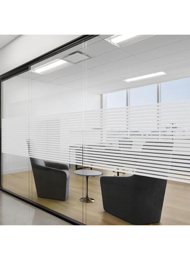 YelaJoy Privacy Window Film Self-Adhesive No-Glue Static Cling Stripe Pattern Frosted Window Film Decorative Privacy Glass Film for Office Home All Smooth Glass Surface (17.5 x 78.7 Inch,Stripe) - Image 2