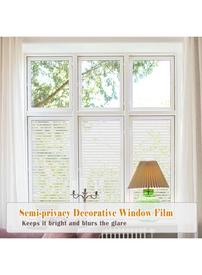 YelaJoy Privacy Window Film Self-Adhesive No-Glue Static Cling Stripe Pattern Frosted Window Film Decorative Privacy Glass Film for Office Home All Smooth Glass Surface (17.5 x 78.7 Inch,Stripe) - Image 5