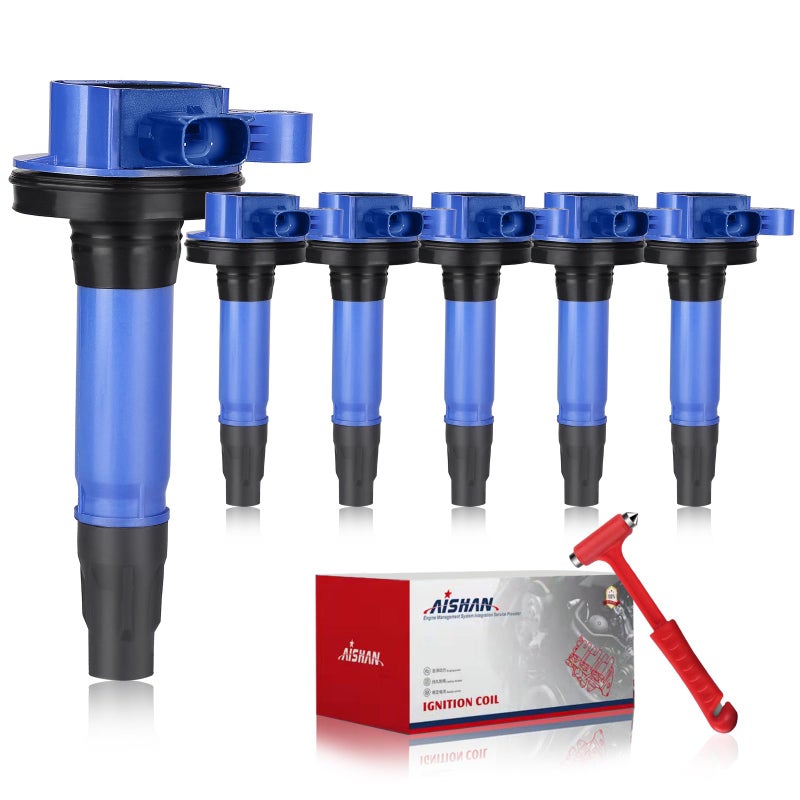 AISHAN Set of 6 Ignition Coil Pack Compatible with Ford Explorer F150 Edge Fusion Mustang Taurus for Lincoln MKS MKX MKT MKZ for Mazda 6 CX9 35L 37L Replace UF553 UF553 DG520