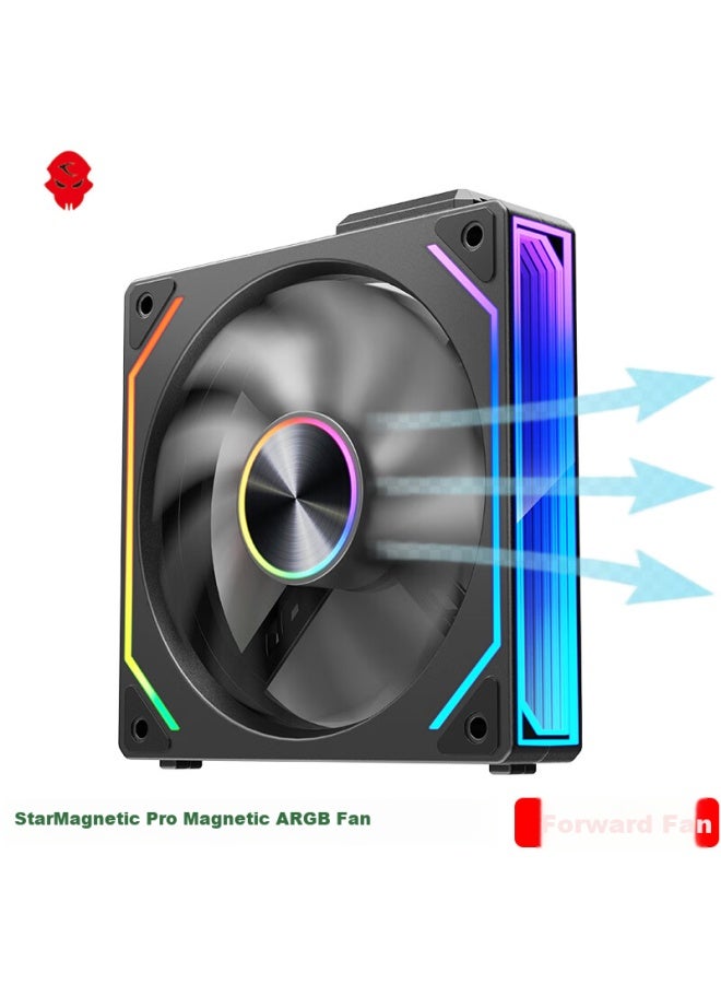 Play Jia Wanjia Star Magnetic Pro Magnetic Absorption Building Blocks Fan Black Forward Single Pack 12cm Water Cooling Fan Magnetic Absorption Wireless Splicing/argb Light Synchronization/pwm Temperature Contr - Image 1